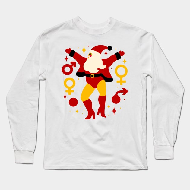 Dancing Santa Christmas Eve Party T Shirt Long Sleeve T-Shirt by L.C. Tarot